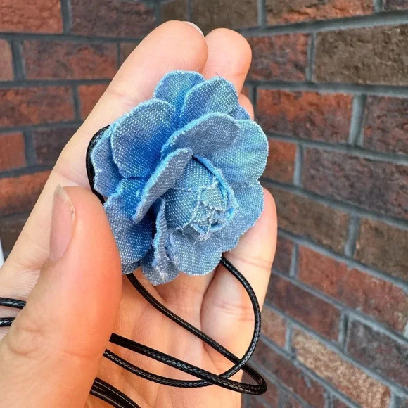 Free People Flower Denim Cord Choker - Picture 6 of 7